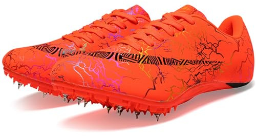 sekiueo Zapatillas De Atletismo Hombre Zapatillas con Clavos Zapatillas De Carrera para Niños Y Niñas Zapatillas Profesionales para Saltos Y Sprint,Naranja,38 EU