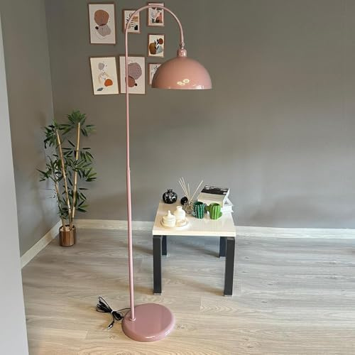 bamyum Gorkiede Metall, Moderne, Stehlampe Wohnzimmer, Schlafzimmer, Kinderzimmer mit E27 Fassung, 30 cm Breit, verstellbarer Lampenschirm, Stehleuchte, Magenta