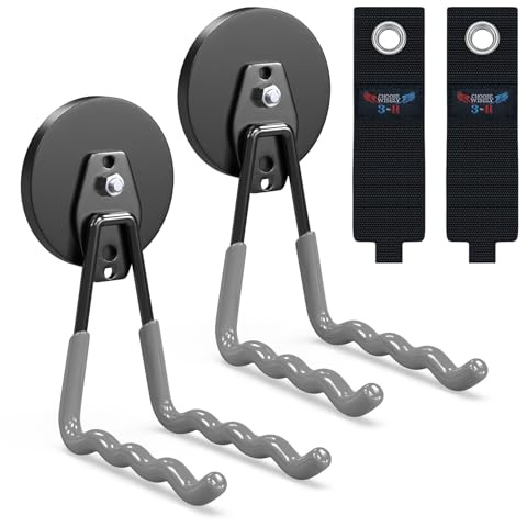 3-H Magnetic Wave Hooks Heavy Duty 2 Pack, Large Magnet Garage Hooks Heavy Duty and Strong Utility Magnetic Tool Holde for Hanging and organizing Garden Power Tool (Grey