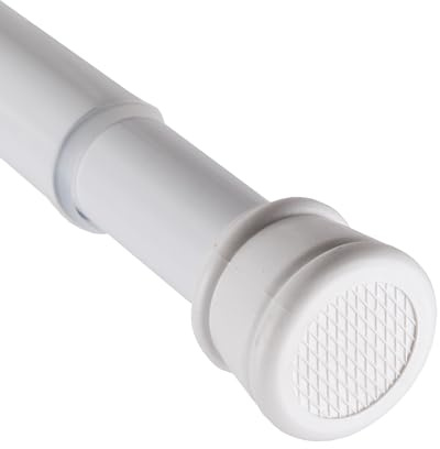 Verstellbare Vorhangstange 80 bis 125 cm (Weiß) Duschvorhangstange Ø22/25 mm ohne Bohren, schrauben oder kleben - Spannstange zum klemmen