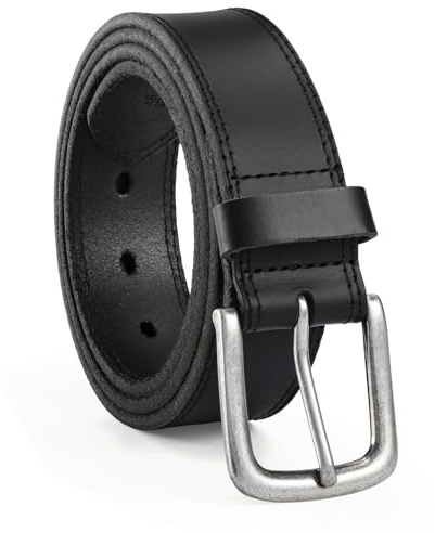 VONMELLI Gürtel Herren aus Vollnarbenleder, 35 mm Breit Ledergürtel Herren mit kratzfester Dornschnalle für Freizeit, Jeans und Kleidung,Schwarz 130cm