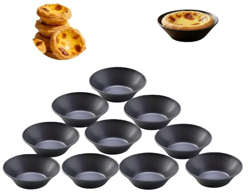 WXQLSZX 10 Pack Carbon Steel Egg Tart Molds, Nonstick Mini Pie & Custard Tart Pans for Baking, with a non-stick coating on the surface, Custard Tart Pans for Baking, Oven & Air, also stack perfectly.