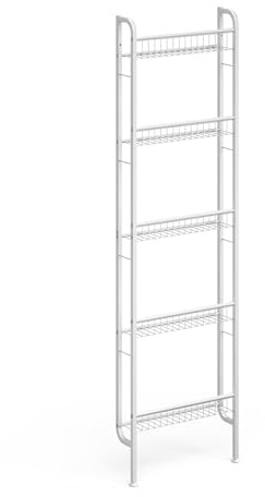 Vicco Escalera estantería Klivo, Blanco, 44.5 x 160 cm con 5 estantes, Apto para Guardar Libros y Objetos Decorativos