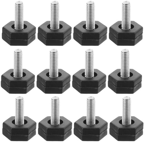 Alipis 12pcs Adjustable Furniture Levelers Chair Leg Risers Anti-skid Iron and Plastic Leveling Feet Prevent Movement and Wobbling for Desk, Chair, and Table