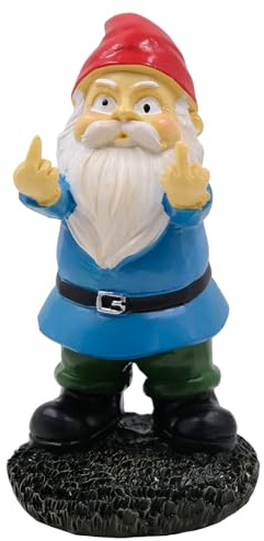 Uryxery Gartenzwerg Mittelfinger, Gartenzwerg Lustig Aus Harz, Gartenzwerge Für Außen Als Gartenfigur, Freche Gartendeko Für Garten Terrasse Balkon