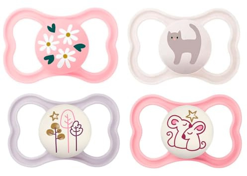 MAM Day & Night Girl 6+ Air Silikon Schnuller 6-16 MAM Air Night 4er Set inkl. 2 Sterilisiertrasportboxen