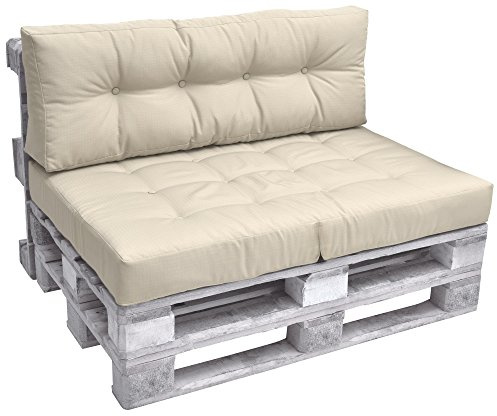 Beautissu Cojines para Palets de Respaldo Silla 120x40 cm Natural - 10 cm de Espesor Cojines Sofa Palets Exterior y Interior - Robustos Cuidado Fácil - Eco Elements