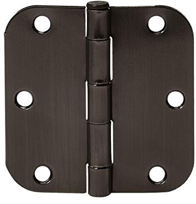 Amazon Basics Rounded 5/8 Radius Interior Door Hinges with Screws, 3.5 x 3.5, Oil Rubbed Bronze, 18-Pack