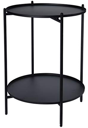Meinposten. Beistelltisch Kleiner Couchtisch Metalltisch Wohnzimmertisch rund schwarz Metall