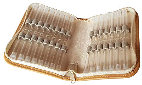 Homöopathie Taschenapotheke für Globuli Leder braun für 30 Glasröhrchen (mit 30 Klarglasröhrchen)