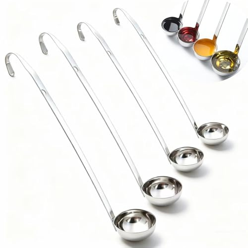 Markeny 4 Pieces Stainless Steel Soup Ladle Metal Handle Ladle with Pouring Rim,1oz/2oz/3oz/4oz Set Ladles for Cooking Soup Sauce