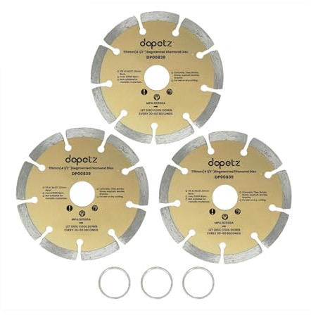 Dapetz ® 3 x Stone Cutting Disc 115mm 4.5 Diamond Blade for Angle Grinder Cutting Disc for Cutting Stone Brick Concrete Asphalt Marble Granite