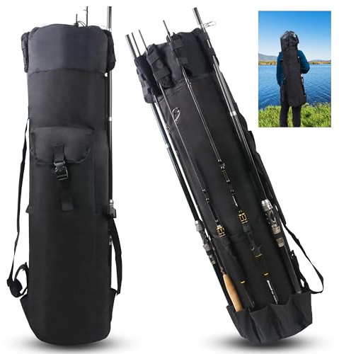 OROOTL Fishing Rod Bag Pole Case, Portable Large Capacity Fishing Pole Carrier Case Oxford Waterproof Fishing Rod Organizer Travel Bag Fishing Gift for Men