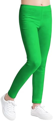 Carnavalife Leggins Niña de Color Liso, Mallas Pantalones Largos, 4-12 Años (4 años, Verde)