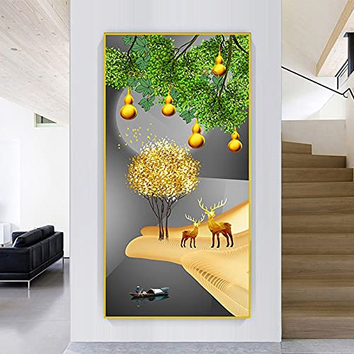 DIY 5D Diamond Painting Bild Kits Full Drill Geldbaum Groß Diamant Malerei nach Zahlen Kit Kunst Voll Dot Crystal Strass Mosaik Stickerei Kreuzstich Handwerk für Home Wanddekoration 50x100cm