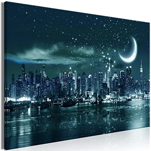 B&D XXL - Quadro Acustico Città di notte 1 pezzo schiuma acustica Quadri Moderni Camera da Letto - Stampa su Tela - Pannelli Fonoassorbenti Decorativi - Fonoassorbente Acustiche