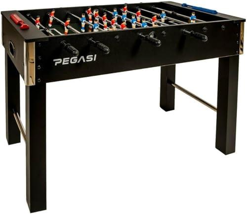 Pegasi Fußballtisch Star - Schwarz - Foosball Table | Indoor, Kickertisch bis 14 Jahre, Indoor Tischkicker- Fußball Tischspiel, Kickertisch kinder, Fußballspiel, Tischkicker mini