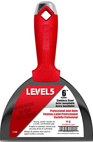 6 Stainless Steel Drywall Joint Knife - LEVEL5 | Pro-Grade | Metal Hammer End | Sheetrock Gyprock Plasterboard Mud | 5-506