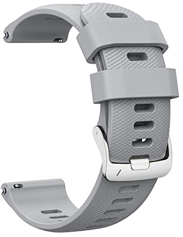 ANBEST 18mm Silikon Armband für Garmin Vivoactive 4S/Forerunner 255S/265S/Venu 2S, 18mm Quick Release Armband für Vivomove 3S/Withings Ersatzarmband, Grau