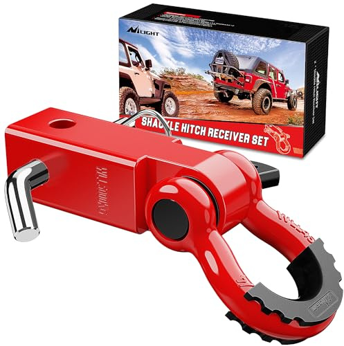 Nilight Shackle Hitch Receiver 2Inch 45000 LBs Breaking Strength 3/4 D Ring Shackle w/Trailer Hitch Pin Heavy Duty Solid Recovery Towing Kit for Trucks Jeeps Off Road,2 Years Warranty