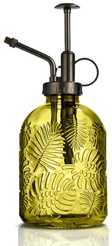 KoGiio Regadera Cristal para Plantas, Pequeña 360ML con Bomba Superior Retro Jardinería Flores Pulverizador, Regadera，Interior Exteriores Botella de Spray para Jardín, Limpieza, Oficina, Balcón-Verde
