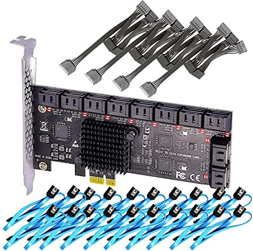 GLOTRENDS SA3120-C 20-Port PCIe X1 SATA Expansion Card with SATA and Power Cables, Compatible with Windows,Linux,Mac OS,NAS