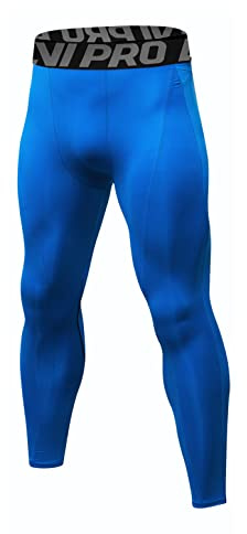 LNJLVI Män Sport Kompression Leggings Byxor, Blå, L