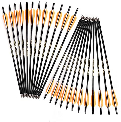 ACCMOS 24 Stück 13 16 17 18 20 22 Carbonpfeil Bogenschießen Bolzen Armbrustpfeile, 125 Grain Auswechselbare Pfeilspitze für Jagd oder Schießtraining