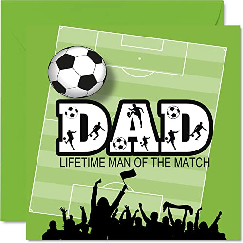 Stuff4 Fußball-Geburtstagskarte für Papa, Top Flight Dad | Happy Birthday Karte für Papa vom Sohn und Tochter, Vatergeburtstagsgeschenke, 145 mm x 145 mm, Geschenk für Papa