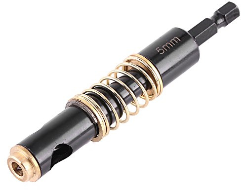 5mm 1/4 Black Hinge, 5mm Drill Bit Shelf Pin Jig Drill Bits 1/4inch Hex Shank Door Window Cabinet Self Centering Hinge Tapper Core Hole Openning Puncher Bits(5mm / 0.2in)