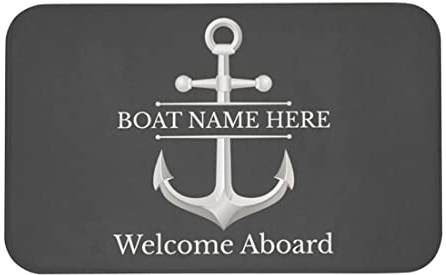 TATLETATLE Willkommens-Teppich mit nautischem Namen, nautischer Anker, für Boot, Hauseingang, Flanell, nautische Kapitäne, Bodenmatte für Schlafzimmer, Büro (grau)