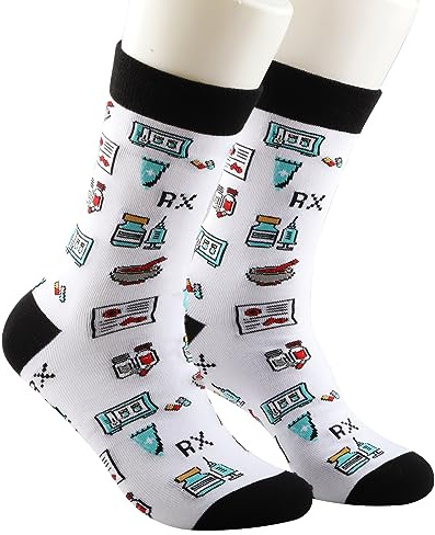 2 paia di calzini per farmacista, regalo di ringraziamento, regalo di laurea in farmacia, regalo a tema medico, Calzini Farmacista, S