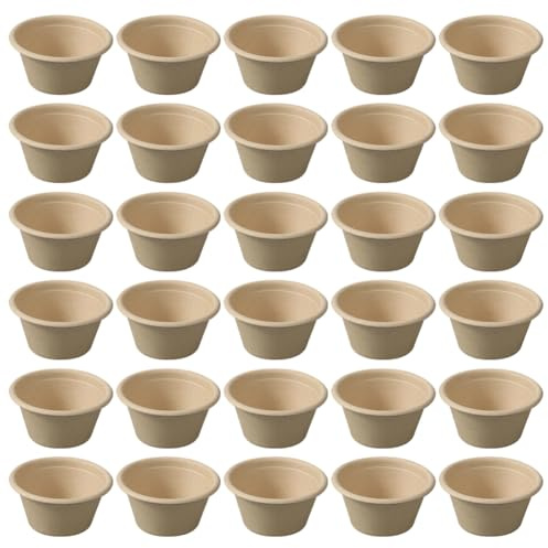 HugeDE 100 Pcs Mini Paper Cups - 2 oz Sauce & Condiment Containers, Sample Size Serving Cups for Dessert, Charcuterie & Jello Shots