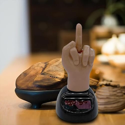 EHOTER Mittelfinger Solarfigur Stinkefinger Solar Figur Wackelfigur Auto-Ornamente für Armaturenbrett Lustiger Finger Solarfigur Schüttelspielzeug Auto-Innendekoration Herren Geschenk (A)