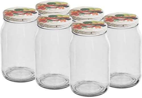 lilawelt24 6 Stück Vorratsgläser-Sturzgläser Set | Füllmenge 900 ml Einweckgläser mit Schraub-Deckel |Marmeladengläser|Joghurtgläser|Weckgläser| Tulpenglas Dessertglas