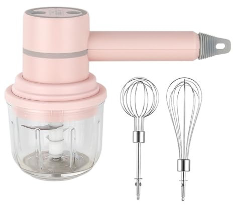 VALINK Batidora de mano eléctrica 2 en 1 para picar ajos, batidora de huevos, recargable por USB, portátil, inalámbrica, para hornear, color rosa
