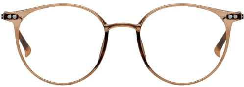 KAEOISFU Superleicht Oval Lesebrille Damen Herren, Runden Blaulichtfilter Computerbrille Lesebrillen, Computer Lesebrillen mit Sehstärke(Braun, 1.25)