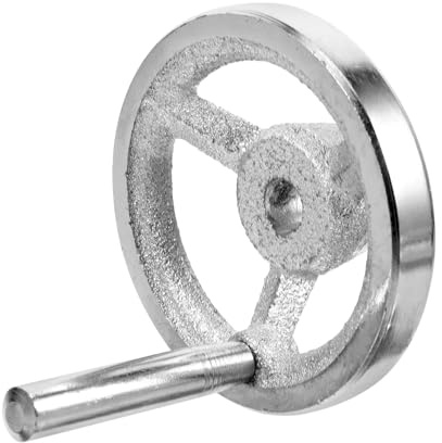 JECOMPRIS Cast Iron Crank Wheel 10x80mm with M6 Fixed Handle, Chrome-Plated Mechanical Handwheel for Lathe and Milling Machine, Key Slot Industrial Revolving Knob for Machine Tools