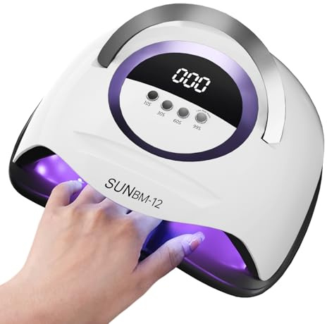 Timpou LED UV Lampe für Nägel,180W UV-Lampe für Gel-Nagellack Trockner professionelle Nagellampe, UV-Licht für Nägel mit 66 Perlen, Auto-Sensor Led Gel-Nagellampe, 4 Timer-Einstellung (BM12)