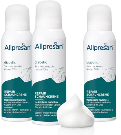 Allpresan diabetic REPAIR Schaumcreme mit Urea 125 ml (3er Pack) | Fußschaum für sehr trockene bis rissige Haut - Ideal bei Diabetes mellitus
