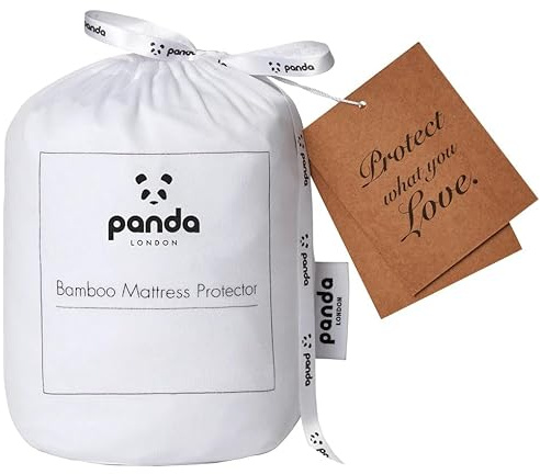 Panda® Bamboo Mattress Protector - White, UK King | Waterproof, Ultra-Thin & Durable Cover Pad | Light & Breathable | Hypoallergenic & Anti-Bacterial | Soft on Skin | Bedding Essential | No Noise
