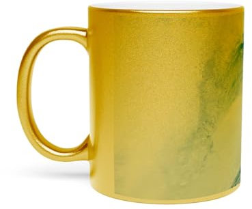 Fabulous Goldener Becher aus Verchromter Keramik - Meer Welle Ozean Wasser Foto Marine Tauchen Surf Bali - 325 ml