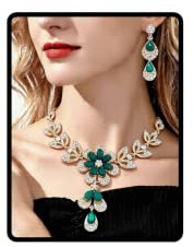 Dishowme Joyería de boda con collar y aretes de flores de cristal, aretes colgantes de lágrima floral con diamantes de imitación para novia y damas de honor