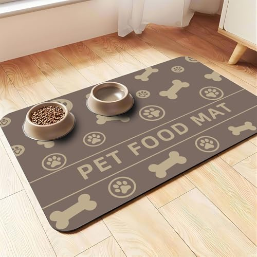 Hearda Futtermatte Hund rutschfest, Napfunterlage Hund Saugfähig Katzen Futternapf Unterlage Schnelltrocknend Unterlage Katzennapf Futternapf Matte Haustier Futtermatte (60x90cm,Kaffeefarbe A)