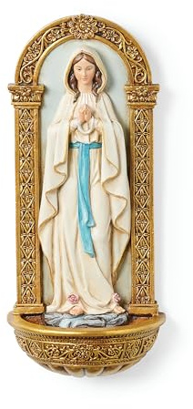 Joseph's Studio by Roman, 7.25 H Our Lady of Lourdes Holy Water Font, Religious Home Decor