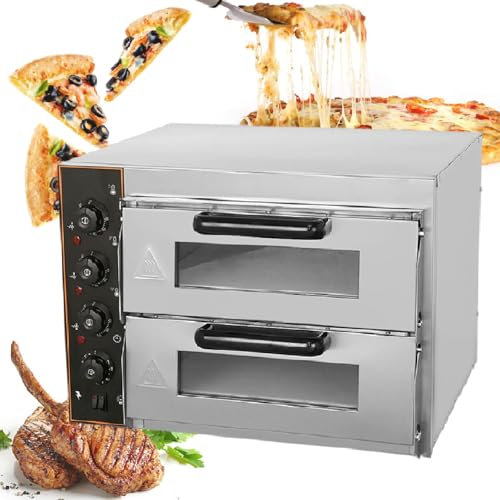 COYEUX Four à Pizza Commerciale 3000W, Machine à Deux étages de Fabrication de Pizza électrique, 50-350 degrés (température contrôlée en 3 étapes) pour la Cuisson familiale dans Un Restaurant d'hôtel
