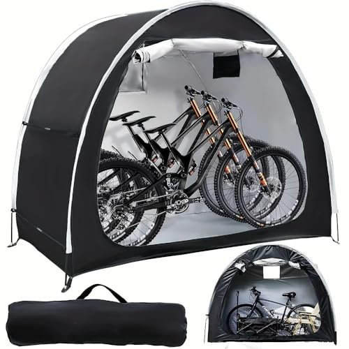 HUGDSB Bike Tent Storage Shed 210D Waterproof Oxford Fabric Tent for 2 Bikes, Outdoor Bicycle Cover Shelter with Window, Bike Tent for Home Garden