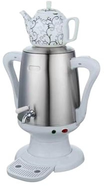 4-liter Electric Teapot, With Automatic Shut-off And Boil-dry Protection Turkish Tea Maker, 3l Stainless Steel Teapot, 1l Ceramic Samovar Keep Warm Function, Double Wall Hot Water Kettle Cup white