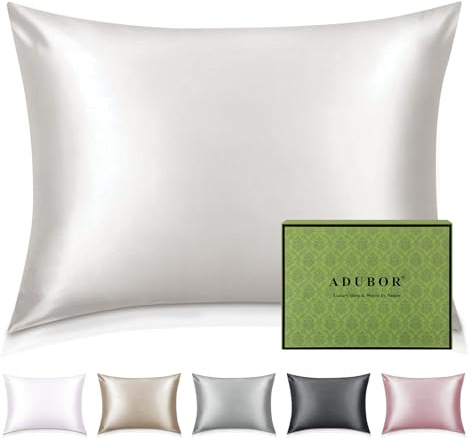 Adubor Taie Oreiller 100% Soie pour la Santé des Cheveux et de la Peau