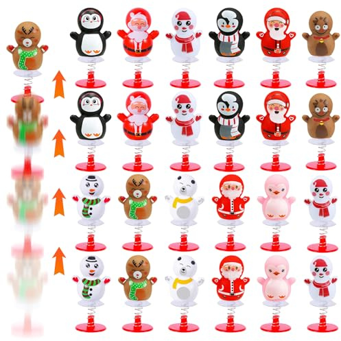 TECHEEL 24 Stück Springendes Spielzeug Springende Weihnachten Springspielzeuge Adventskalender Füllung für Kinder Sprungfeder Spielzeug für Geburtstagsgeschenke Mitgebsel Kinder Weihnachten Party